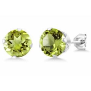 💗 Hypoallergenic Stainless Steel Peridot Crystal Earrings 8mm NEW